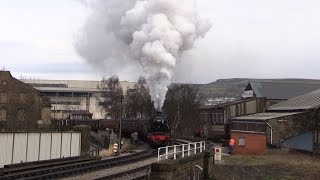 45212s MONSTER EXIT from Keighley at KWVR Spring Gala 4317 [upl. by Oimetra492]