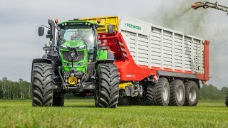 Gras hakselen met Deutz Fahr 8280 TTV  Pottinger  Peters Haps [upl. by Hgierb]