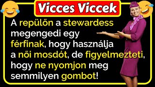 🤣 Vicces Viccek Az utaskísérő megengedi egy férfinak hogy használja a női mosdót vicces 😂🤣😂 [upl. by Fiedler]