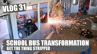 SKOOLIE CONVERSION  THE SCHOOL BUS TRANSFORMATION BEGINS [upl. by Sobmalarah]