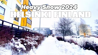 🇫🇮 Heavy Snow 2024 In Helsinki Finland Walking In Heavy Snowfall [upl. by Werra]