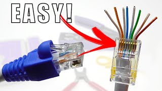 How to Wire Up Ethernet Plugs the EASY WAY Cat5e  Cat6 RJ45 Pass Through Connectors [upl. by Htenay]