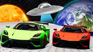 Racing Supercars on a DANGEROUS Futuristic Space Track in BeamNG Drive Mods [upl. by Abercromby]