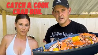 Catch amp Cook Blue Crab Boil 🦀  Let’s Go [upl. by Martina]