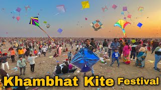 Khambhat Kite festival  Biggest In the world  Kite flying Kite surfing kite cutting Sezuvlogs [upl. by Aicened714]