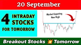 Breakout Stocks for tomorrow 💥 20 September 💥 Best intraday Stocks for tomorrow ✔️Technical analysis [upl. by Tikna896]