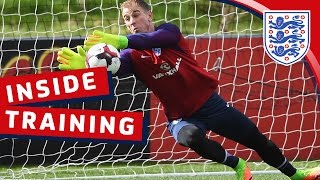 Goalkeeper reaction training with Hart Forster amp Heaton  Inside Training [upl. by Yroggerg]