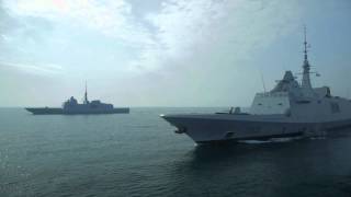 DCNS FREMM Frigates Aquitaine amp Normandie Joint Sea Trials [upl. by Nnaoj]