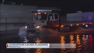 Downpour causes flooding of multiple roadways in Bakersfield [upl. by Johnsson848]