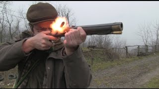 Shooting an 18th century flintlock hunting rifle [upl. by Gelya]