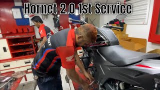 Hornet 20 First Service  কি কি করলো ফার্স্ট সার্ভিসে  Hornet 20 Service in Bangla [upl. by Inhsor522]