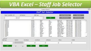 VBA Userform  Staff Job Allocator [upl. by Genaro]