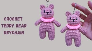 Crochet Teddy Bear Keychain  Cute Crochet Keychain For Beginners  IDE BISNIS [upl. by Tamah708]