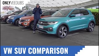 VW SUV comparison Touareg vs Tiguan vs TRoc vs TCross  OnlyVeeDubs VW reviews [upl. by Garibull524]