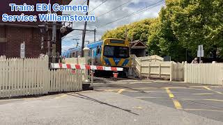 Trains at the Anderson road level crossing Yarraville Station [upl. by Yllet]