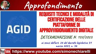 AGID Codice appalti  requisiti tecnici delle piattaforme di approvvigionamento digitale 662023 [upl. by Liag]