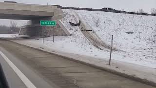 Crash scene where vehicle jumped overpass along Michigan highway [upl. by Alphonse]