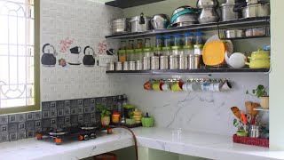 🏠புது வீட்டின் சமையலறைIndian Kitchen Tour🍀💁Kitchen organization IdeasKitchen tour in tamil [upl. by Hammerskjold]