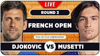 DJOKOVIC vs MUSETTI • French Open 2024 • LIVE Tennis PlaybyPlay Stream [upl. by Atinauj]