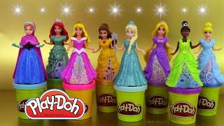 8 Play Doh Magiclip Disney Princesses Pâte à modeler Poupées Magic Clip [upl. by Yeldahc945]