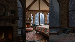 Winter Relaxation Cozy Bedroom Fireplace Ambiance [upl. by Godden]