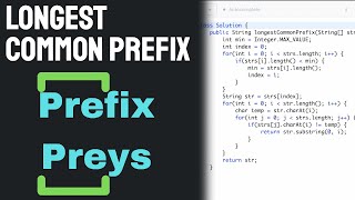 Leetcode 14 Longest Common Prefix  Java Solution [upl. by Anyat]