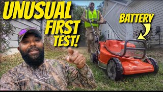 Husqvarna W520i Self Propelled Battery Lawn Mower First Wet Soggy GRASS Test [upl. by Titus]