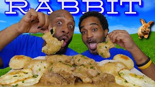 SMOTHERED RABBIT OVER RICE  BREAKFAST  MUKBANG  HUBBY EDITION  ANGEL REESE [upl. by Irme629]