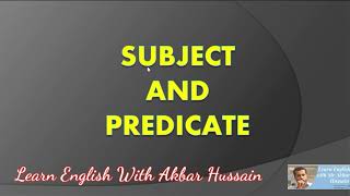 Subject and Predicate  Subject and Predicate in Hindi Urdu [upl. by Cormack]