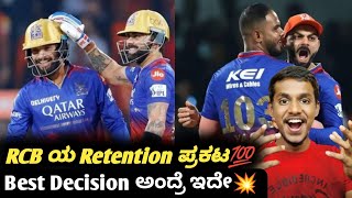 IPL 2025 RCB Retention list announced KannadaIPL 2025 RCB Retention and auction analysis [upl. by Ykceb]