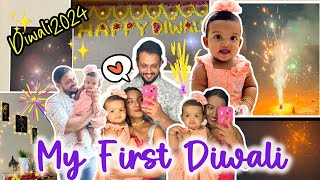 Our baby’s first Diwali 🪔🧨🎉 diwali2024 firstdiwali diwalivlog [upl. by Ahsinahs]