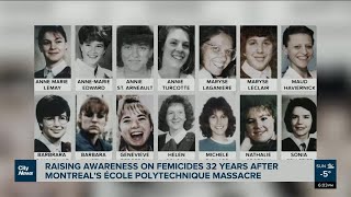 Awareness on femicides 32 years after Montreal Polytechnique massacre [upl. by Valerle]