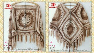 Poncho de Crochê  2 formas de usar Tutorial Por Vanessa Marcondes parte 22 [upl. by Parthenia77]