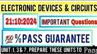 EDC Important questions  Electronic devices and circuits important questions edc diploma exams [upl. by Laerol851]