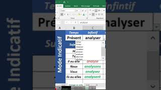 Application de conjugaison avec ExcelLe groupe du verbe Le radical La terminaison La longueur du ver [upl. by Tirrej359]