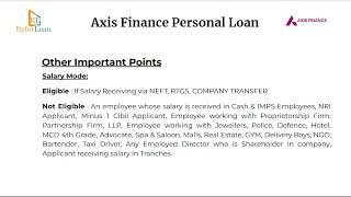 Axis Finance Personal Loan Policy Video  Eligibility Criteria  Interest Rate  Required Documents [upl. by Alinna441]