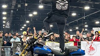 Harley stunts at the 2024 Toronto Motorcycle Supershow featuring pattydddd from highwayheathens [upl. by Corsiglia]