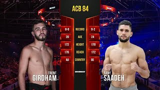 Трент Гирдхам vs Рэни Сааде  Trent Girdham vs Rany Saadeh  ACB 84 [upl. by Asirral815]