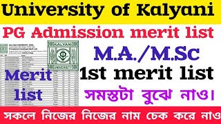 PG Admission 1st merit list 202426  MAMSc PG Admission merit list published kalyani University [upl. by Itoc161]