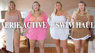 PLUS SIZE  MID SIZE AERIE ACTIVE  SWIM TRY ON HAUL  SIZE 16 UK 20 [upl. by Alleda265]