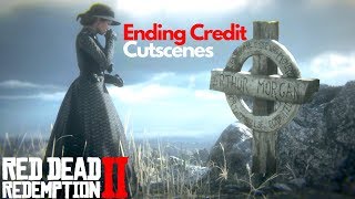 Red Dead Redemption 2 All Ending Credit Cutscenes Mary Visits Arthur Morgans Grave [upl. by Elmina]