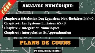 1📌 chapitre 0 Analyse Numérique  Plan de cours [upl. by Araiek]