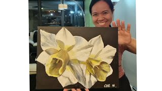 DAFFODILS PAINTING TUTORIAL BY CHERYL NAVARRO [upl. by Annovahs859]