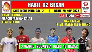 Hasil Lengkap Syed Modi India 2023 Hari Ini Day 2 R32  MARCUSRAYHAN Kalah  ALWI Menang [upl. by Neala]