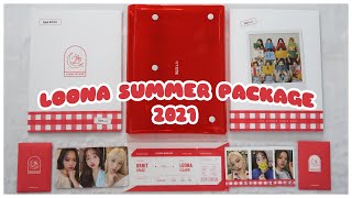 ✨ UNBOXING LOONA 2021 SUMMER PACKAGE with preorder phototcards  photobook flip through  이달의 소녀 [upl. by Ami84]