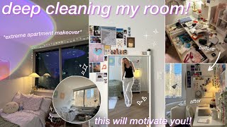 DEEP CLEANING MY ROOM extreme nyc apartment makeover spring cleaning declutterring amp organizing [upl. by Laurens]