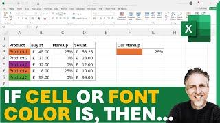 IF Cell or Font is Colour X eg Red  Then Return Value or Formula  Cell Colour Formula Excel [upl. by Eirrej6]