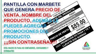 PLANTILLA DE MARBETE CON PRECIO DE VENTA SIN CONTRASEÑAS [upl. by Silecara]