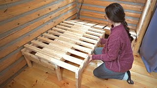 Building A Log Cabin  Ep 64  Winter is here Building a seating nook with a pullout guest bed [upl. by Mehta]