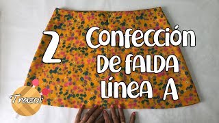 Confección de falda línea A con vista y cremallera invisible parte 2 [upl. by Htebirol]